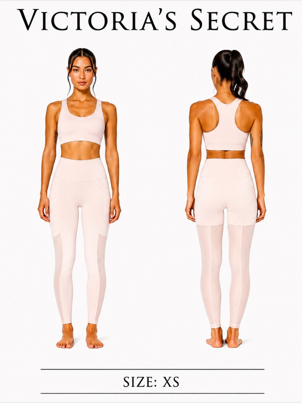 Victoria's Secret Light Pink High-Waist Mesh Paneled Leggings Size XS